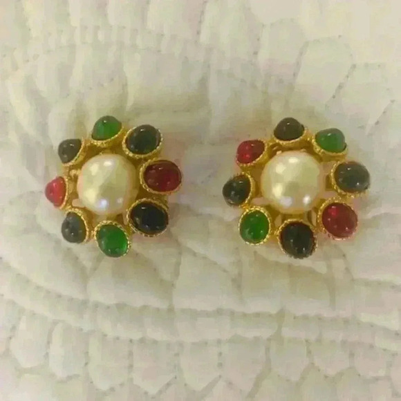 Large Earrings Clips Vintage 1980 s - Picture 2 of 7